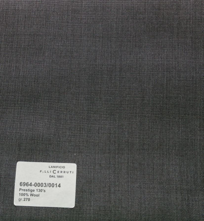 6964-0003/0014 Cerruti Lanificio - Vải Suit 100% Wool - Xám Trơn